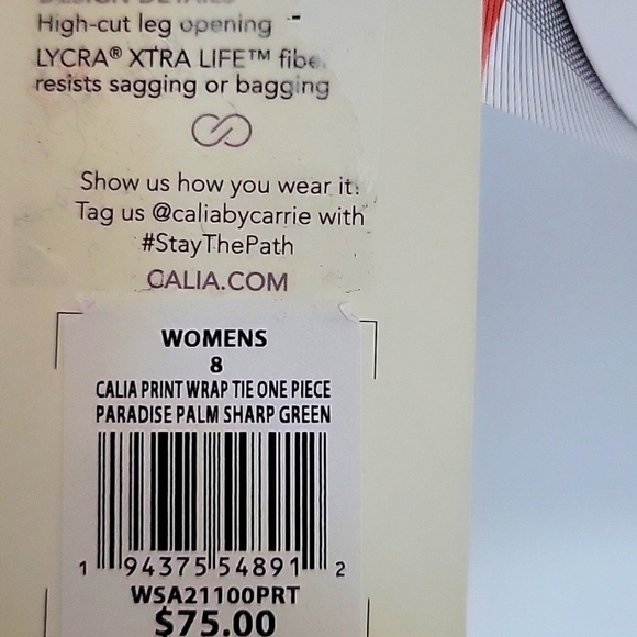 Calia Women's Wrap Tie One Puece Swimsuit Size 8 Paradise Palm NWT - Picture 6 of 7